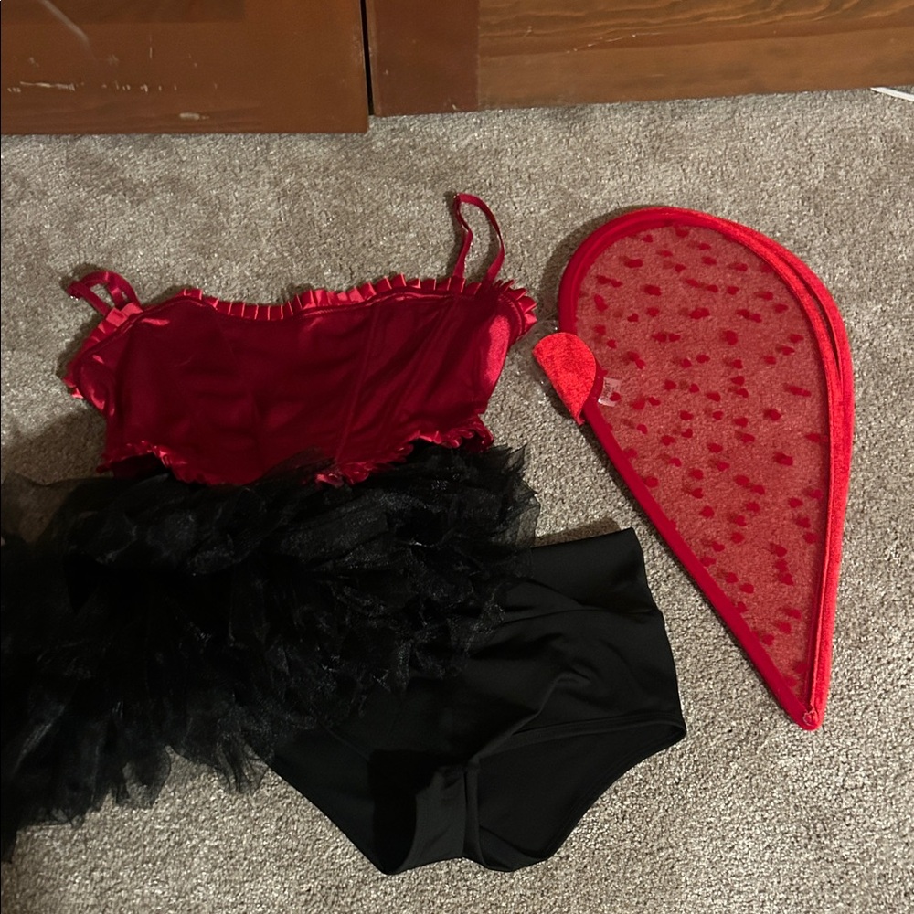 Red and Black Costume with Heart Accessory